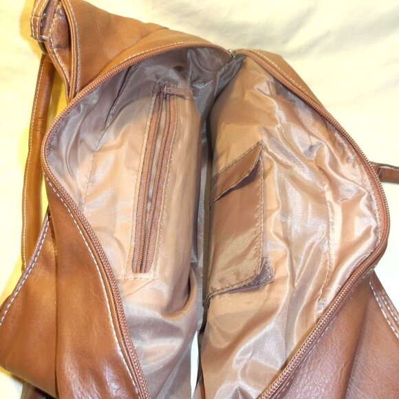 Amazing ~~~ LEATHER .... HANDBAG ~~~ Multi Pockets, Zippered, Snapped - Picture 3 of 3